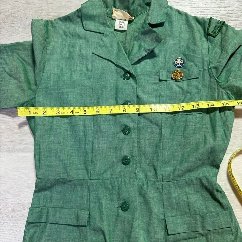Vintage Green Girl Scout Uniform Dress 1950's Memoribilia, Size 10